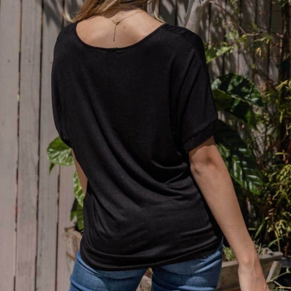 Black & Leopard Blessed Shortsleeve Scoopneck Top - Picture 2 of 4
